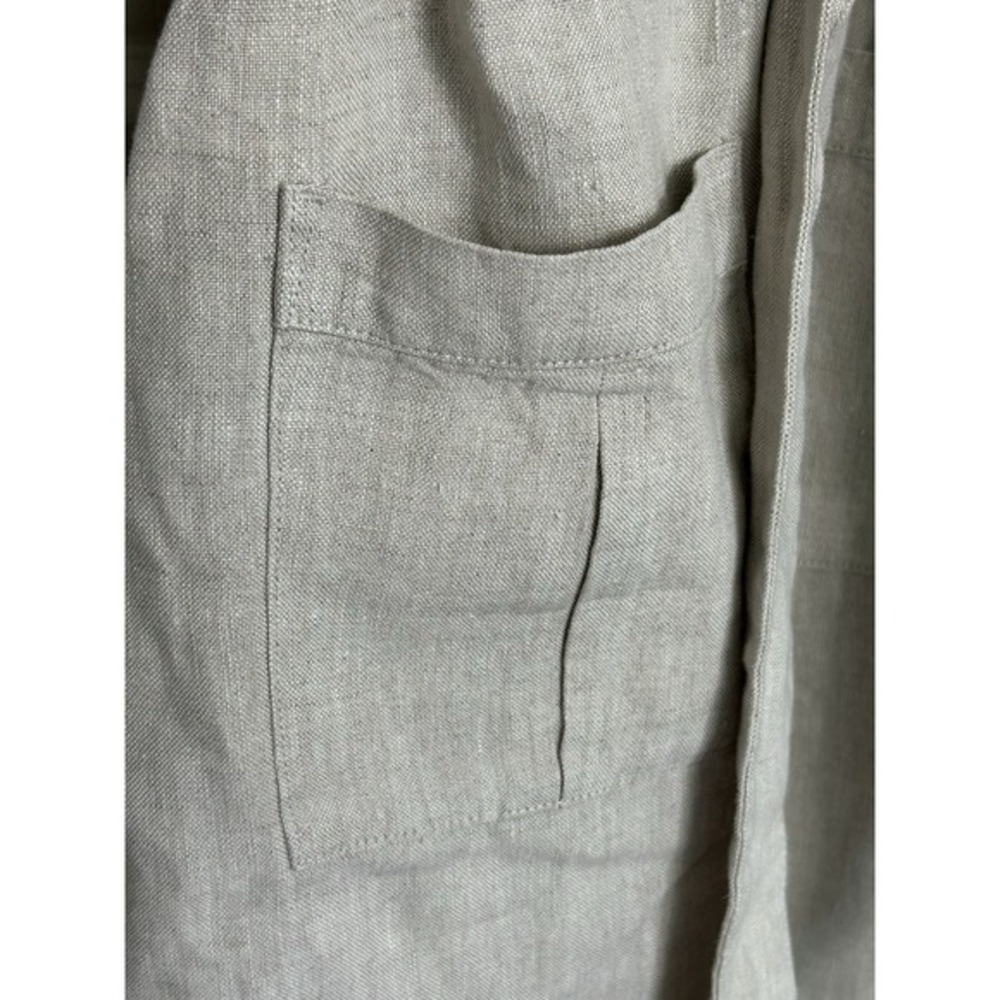 Faherty Linen Shirt Dress M Belted Midi Utility Button Front‎ Pockets neutral - Picture 9 of 12